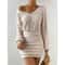 Womens Autumn Winter Knitted VNeck Wrap Sweater Dress Casual Bodycon Mini Robe 0