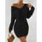 Womens Autumn Winter Knitted VNeck Wrap Sweater Dress Casual Bodycon Mini Robe 2
