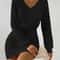 Womens Autumn Winter Knitted VNeck Wrap Sweater Dress Casual Bodycon Mini Robe 4