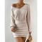 Womens Autumn Winter Knitted VNeck Wrap Sweater Dress Casual Bodycon Mini Robe 5