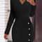 New Autumn And Winter Solid Color VNeck Fitted Bodycon Long Sleeve Dress For Women 3