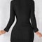 New Autumn And Winter Solid Color VNeck Fitted Bodycon Long Sleeve Dress For Women 5