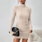 Womens Autumn Winter Turtleneck Long Sleeve Sexy Bodycon Knitted Mini Sheath Dress 6