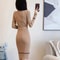 French Style Celebrity Temperament Round Collar Slim Bottom Wrap Hip Autumn Winter Dress 5