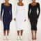Womens Long Sleeve UNeck Party Bodycon Midi Jumper Dress Stretch Winter Wrap 0