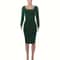 Womens Long Sleeve UNeck Party Bodycon Midi Jumper Dress Stretch Winter Wrap 2