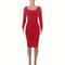Womens Long Sleeve UNeck Party Bodycon Midi Jumper Dress Stretch Winter Wrap 5