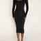 Womens Long Sleeve UNeck Party Bodycon Midi Jumper Dress Stretch Winter Wrap 7