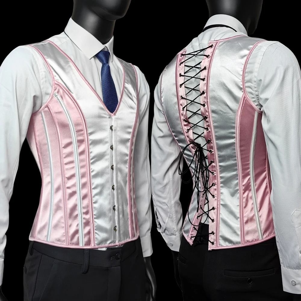 Mens Vintage Medieval Corset Slimming Waistcoat And Tummy Control Shaping Vest 11