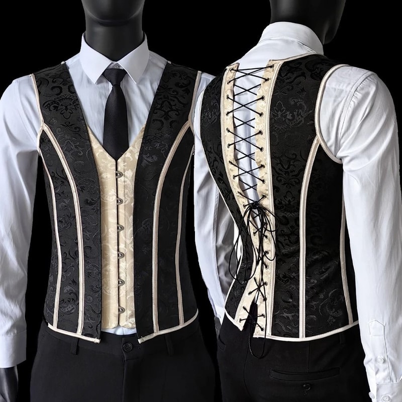 Mens Vintage Medieval Corset Slimming Waistcoat And Tummy Control Shaping Vest 22