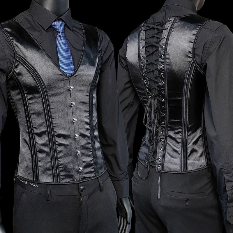 Mens Vintage Medieval Corset Slimming Waistcoat And Tummy Control Shaping Vest 23