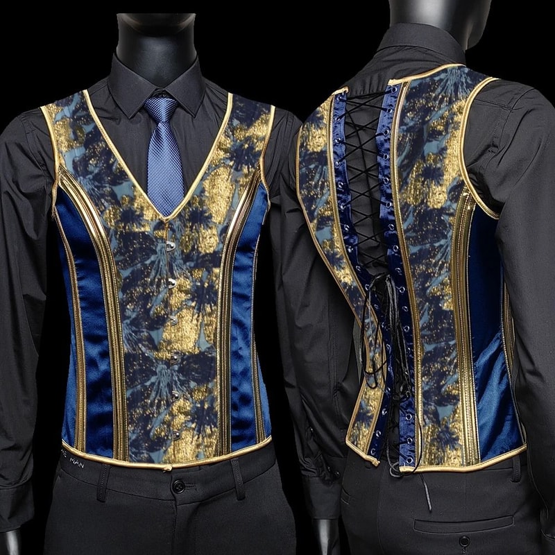 Mens Vintage Medieval Corset Slimming Waistcoat And Tummy Control Shaping Vest 26