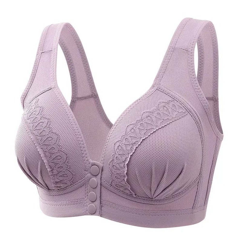 Gather Breathable Comfortable Breastfree Underwire Middleaged Mom Bra 0