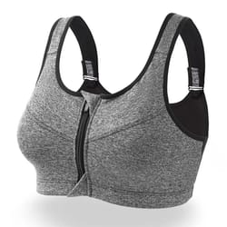 popular women's front zipper sports bra shockproof yoga push up sportswear