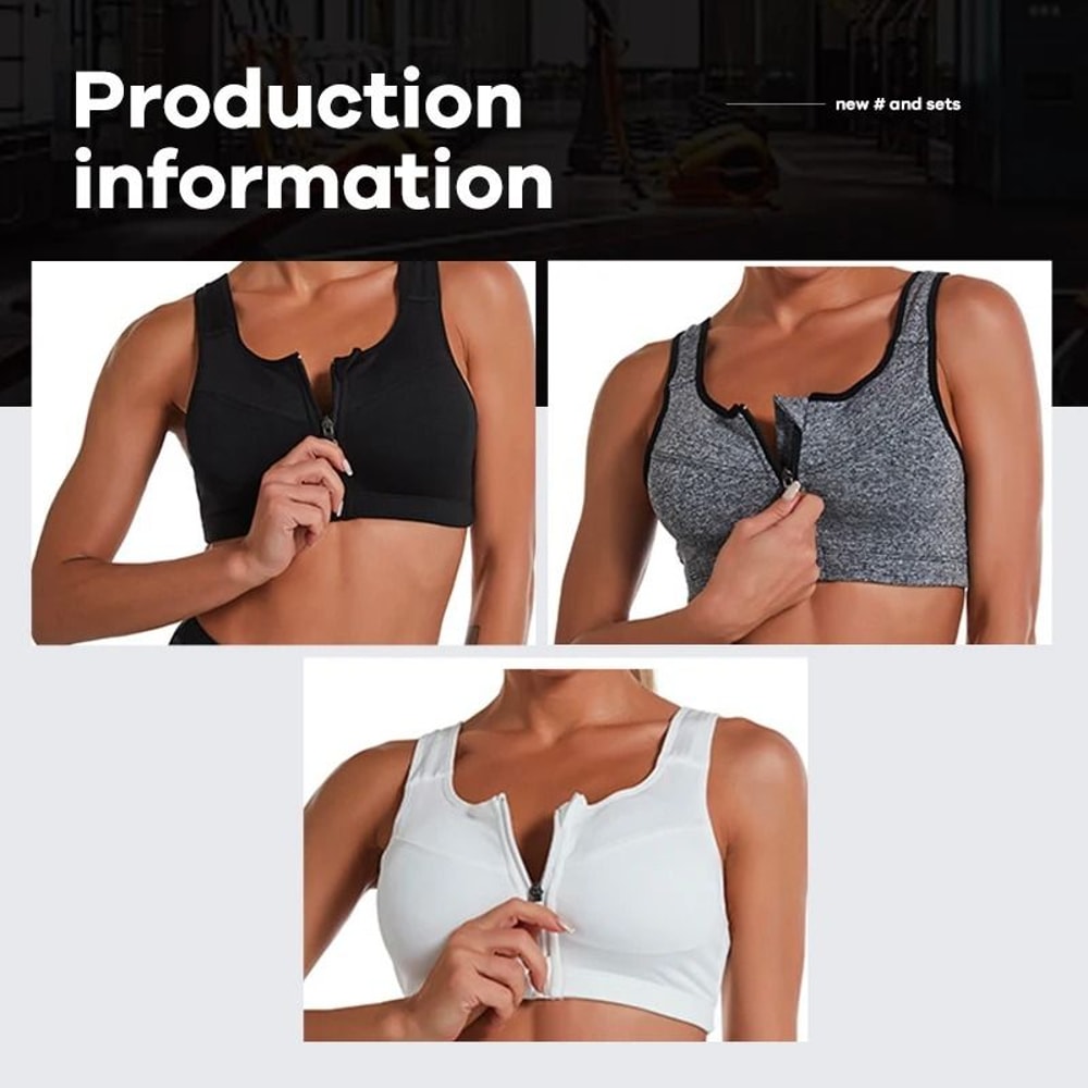 Popular Womens Front Zipper Sports Bra Shockproof Yoga Push Up Sportswear 4