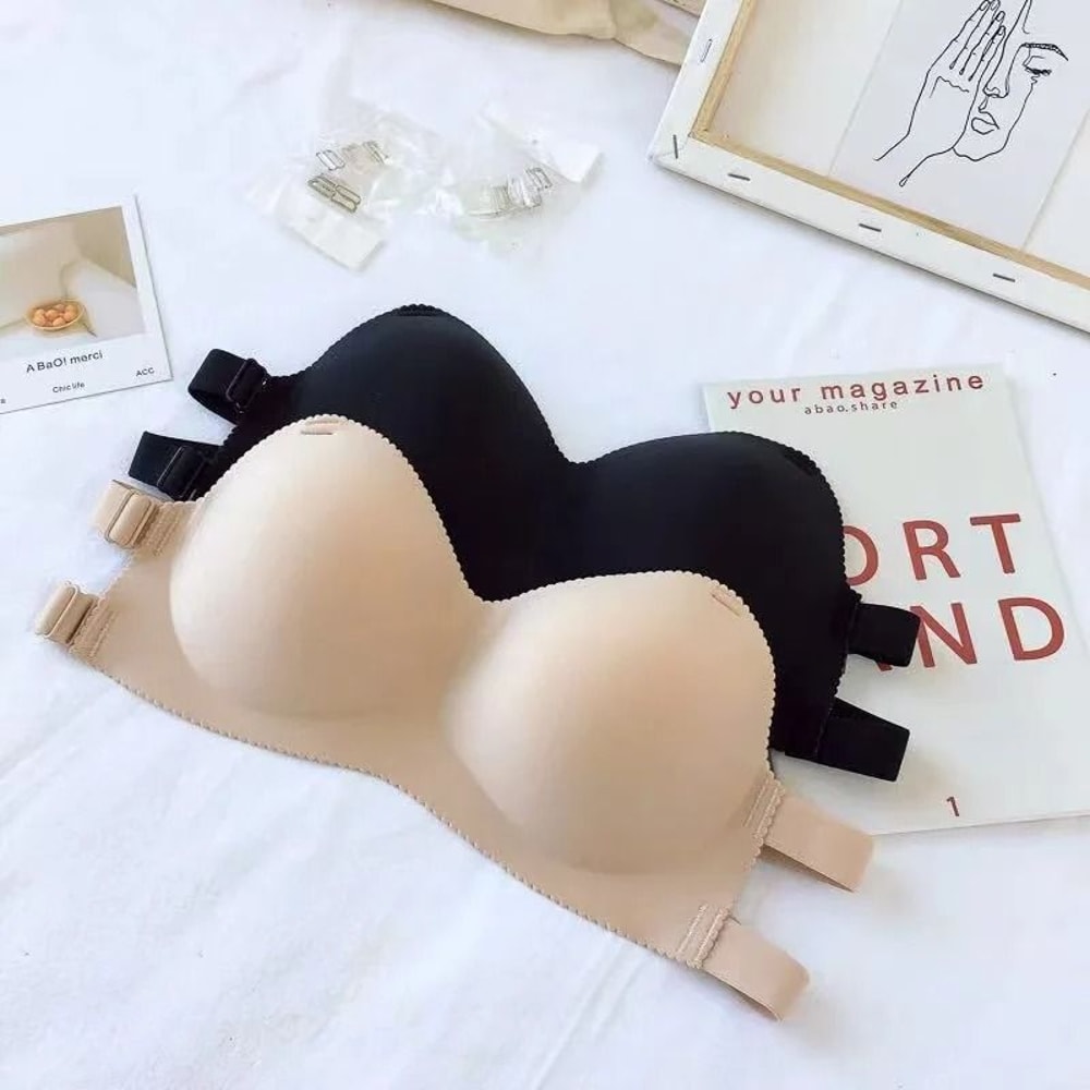 Sexy Backless Invisible Bra Push Up Seamless Strapless Bandeau 0