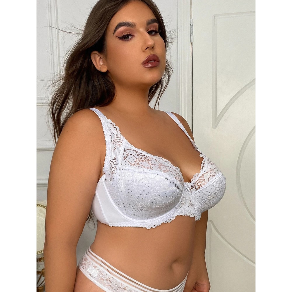 Plus Size Women Sexy Lace Underwear Brassiere Thin E Cup Underwire Bra 4
