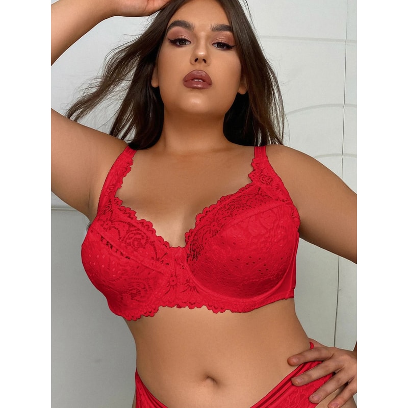 Plus Size Women Sexy Lace Underwear Brassiere Thin E Cup Underwire Bra 10