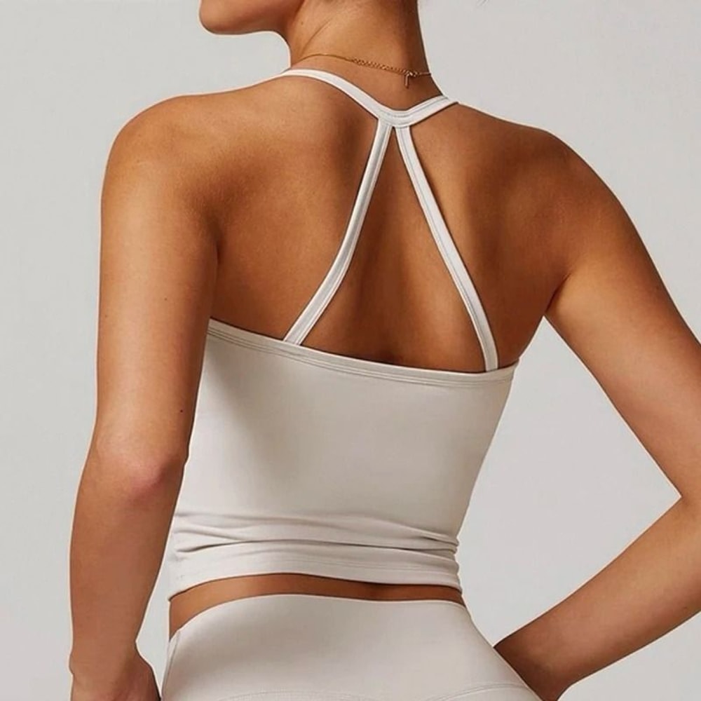Womens Slim Fit Nude Sports Bra Yoga Fitness Vest Suspension Beautiful Back Design 3