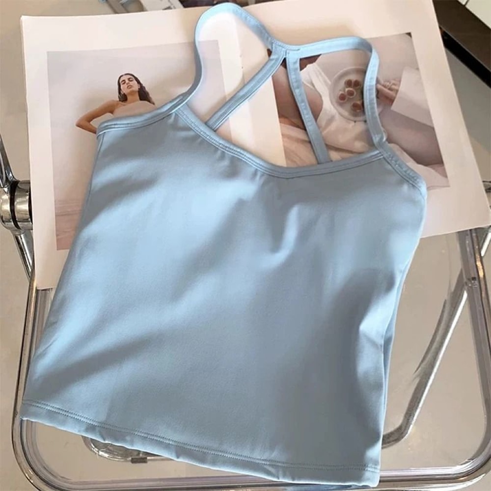 Womens Slim Fit Nude Sports Bra Yoga Fitness Vest Suspension Beautiful Back Design 7