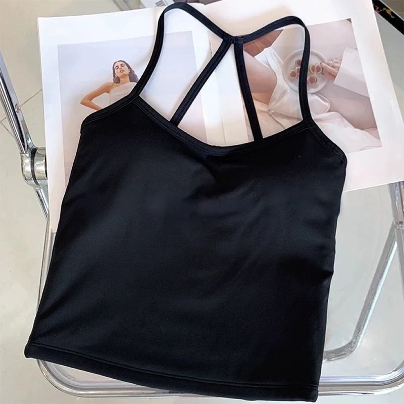 Womens Slim Fit Nude Sports Bra Yoga Fitness Vest Suspension Beautiful Back Design 8