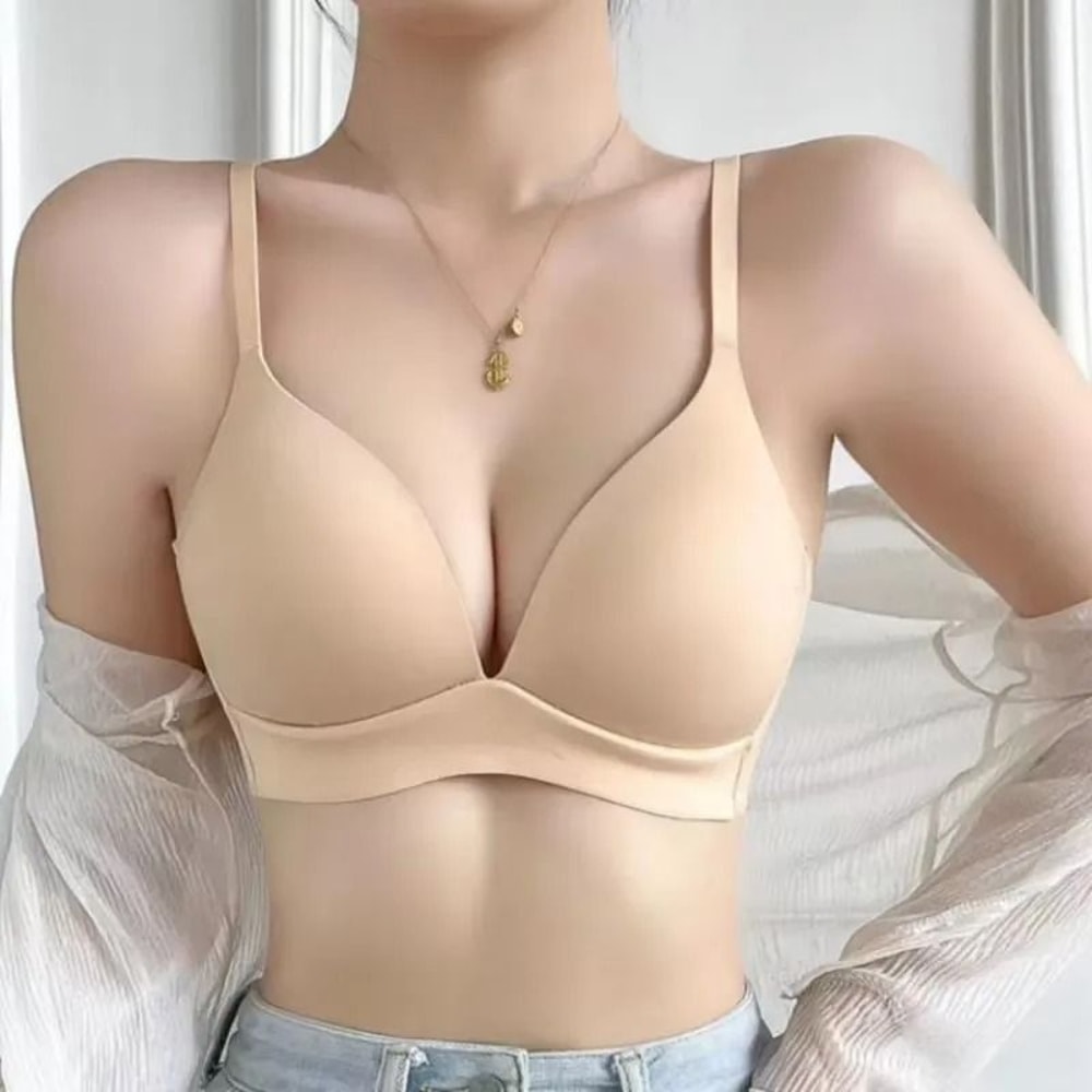 FallSweet Japanese Style Wireless Push Up Bra Seamless Glossy Bralette 6