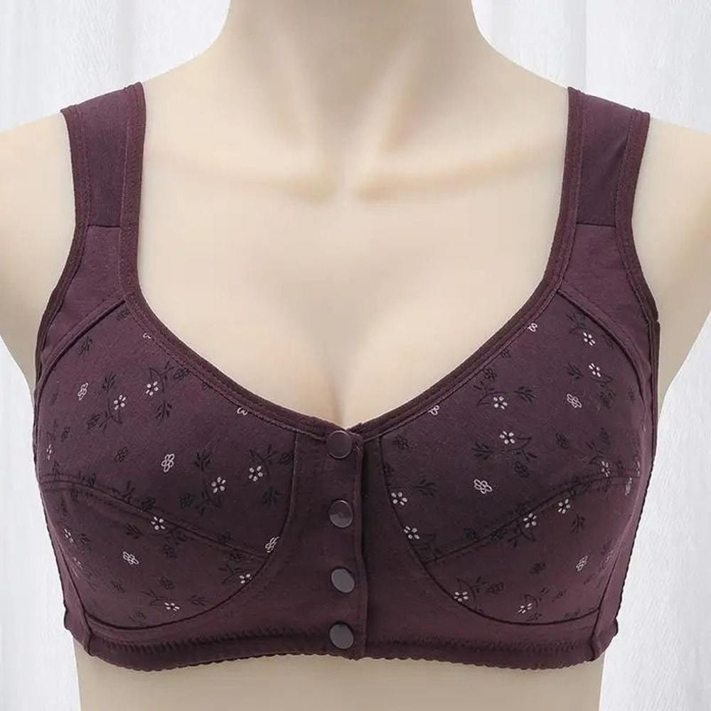 Front Closure Cotton Bra For Women Breathable Soft Wire Free Thin Cup Bralette 2