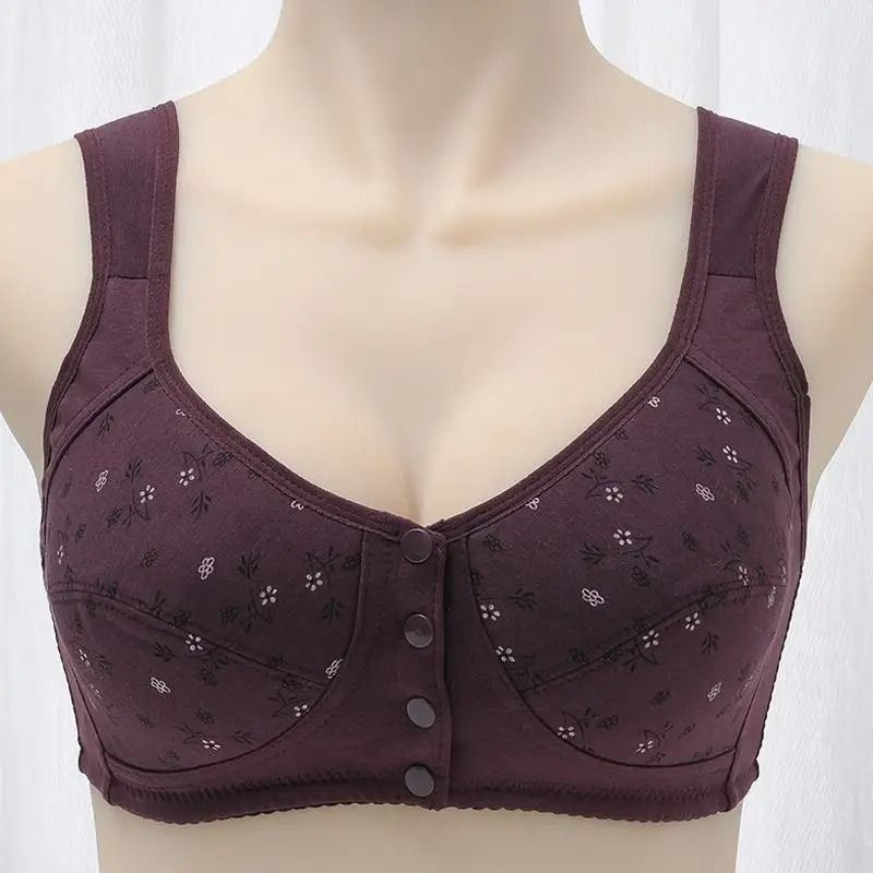 Front Closure Cotton Bra For Women Breathable Soft Wire Free Thin Cup Bralette 2