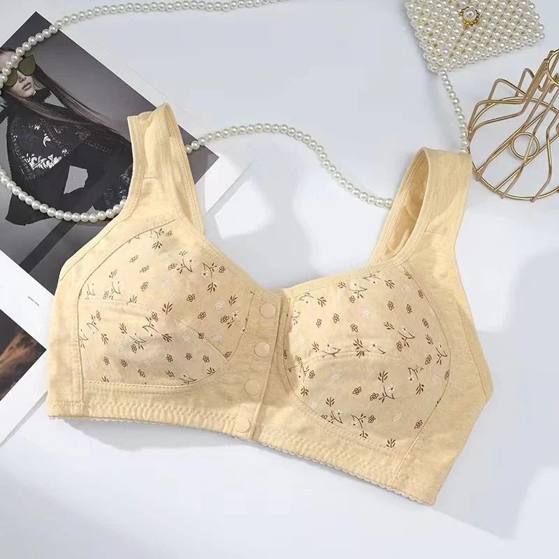 Front Closure Cotton Bra For Women Breathable Soft Wire Free Thin Cup Bralette 6