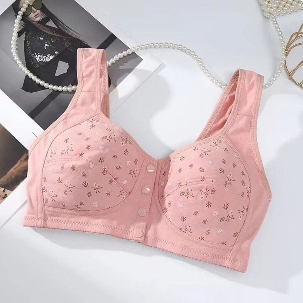 Front Closure Cotton Bra For Women Breathable Soft Wire Free Thin Cup Bralette 9