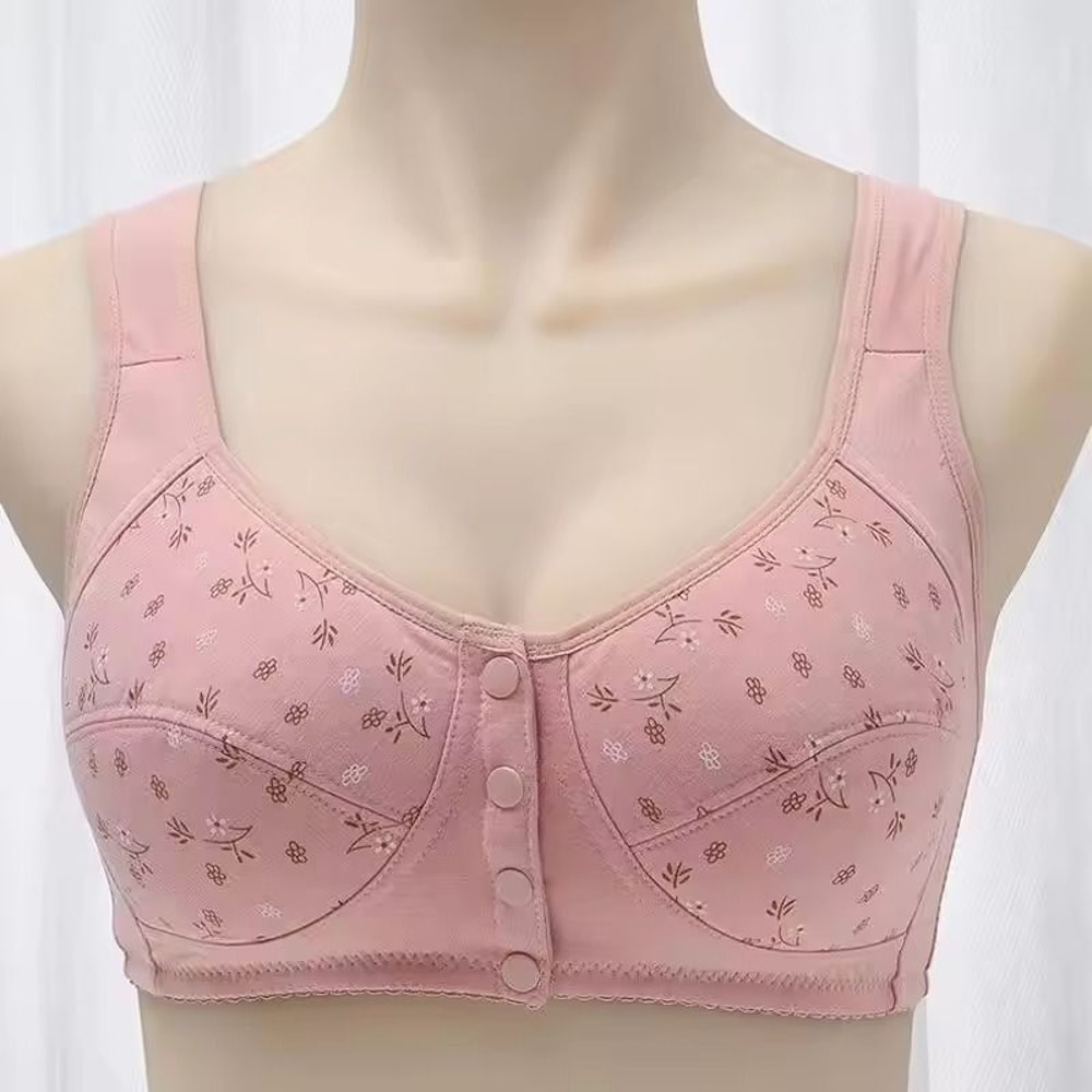 Front Closure Cotton Bra For Women Breathable Soft Wire Free Thin Cup Bralette 0