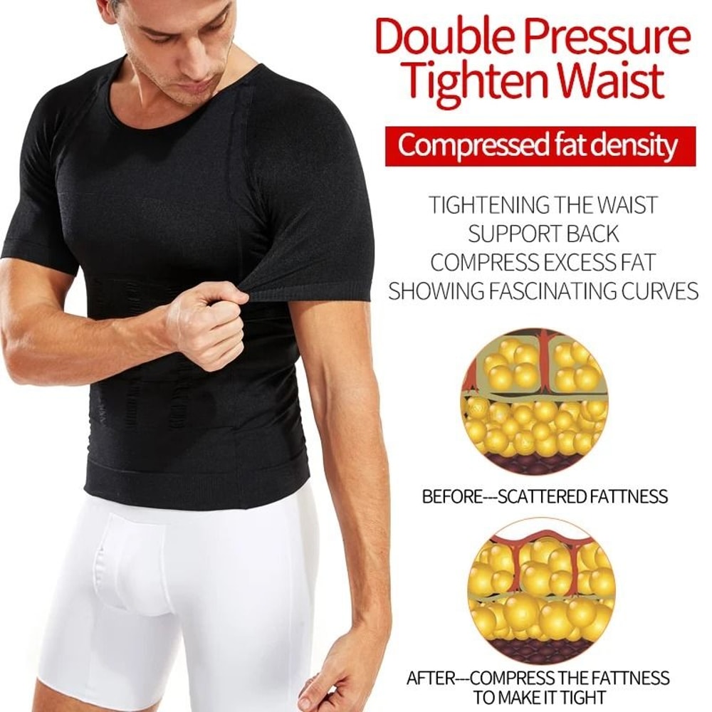 Men Slimming Body Shaper Compression Shirt Gynecomastia Slim Shapewear 2