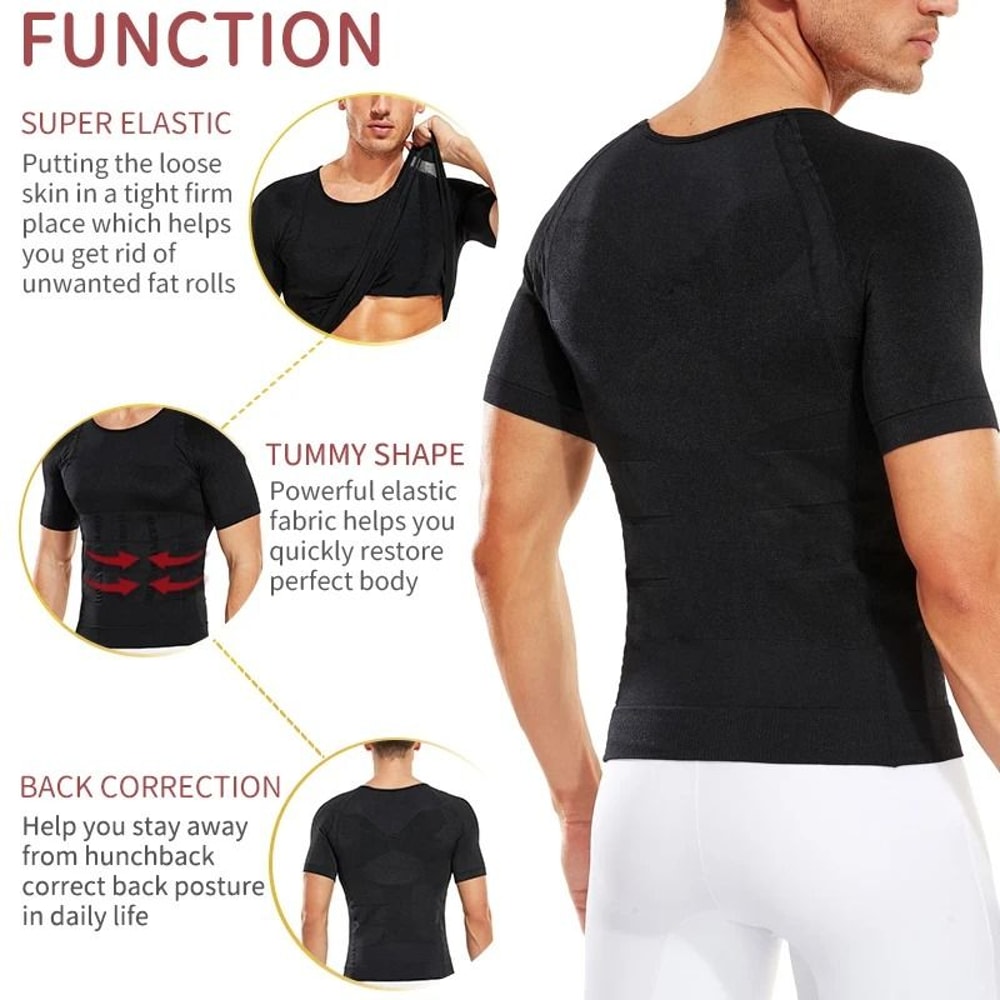 Men Slimming Body Shaper Compression Shirt Gynecomastia Slim Shapewear 3