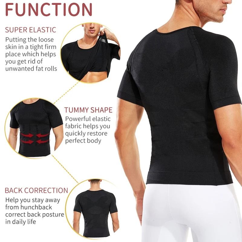 Men Slimming Body Shaper Compression Shirt Gynecomastia Slim Shapewear 3