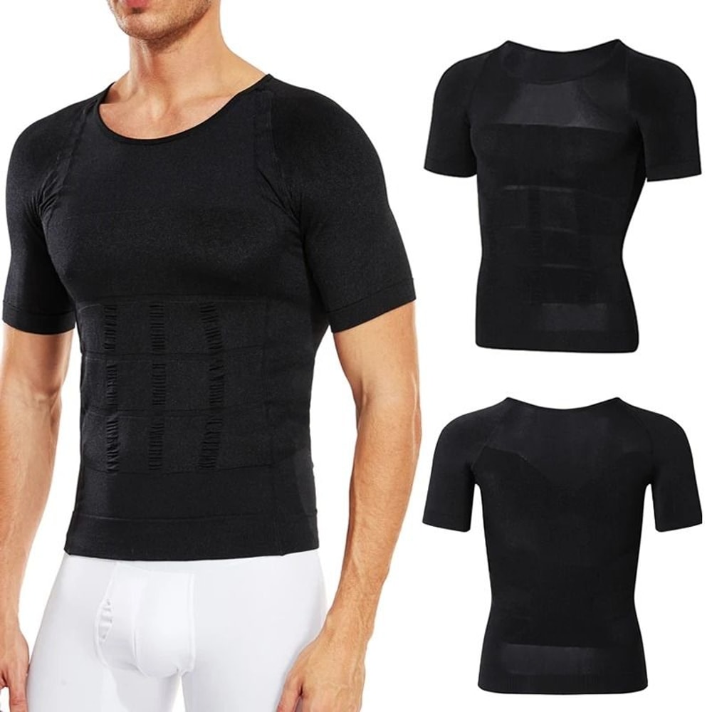 Men Slimming Body Shaper Compression Shirt Gynecomastia Slim Shapewear 7