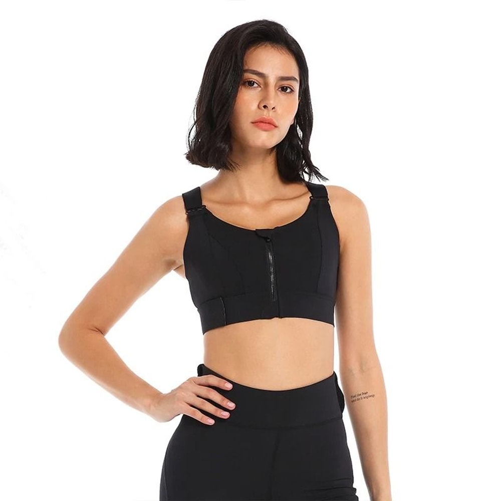 Sports Bras Tights Crop Top Women Yoga Vest Front Zipper Plus Size Athletic Brassiere 3