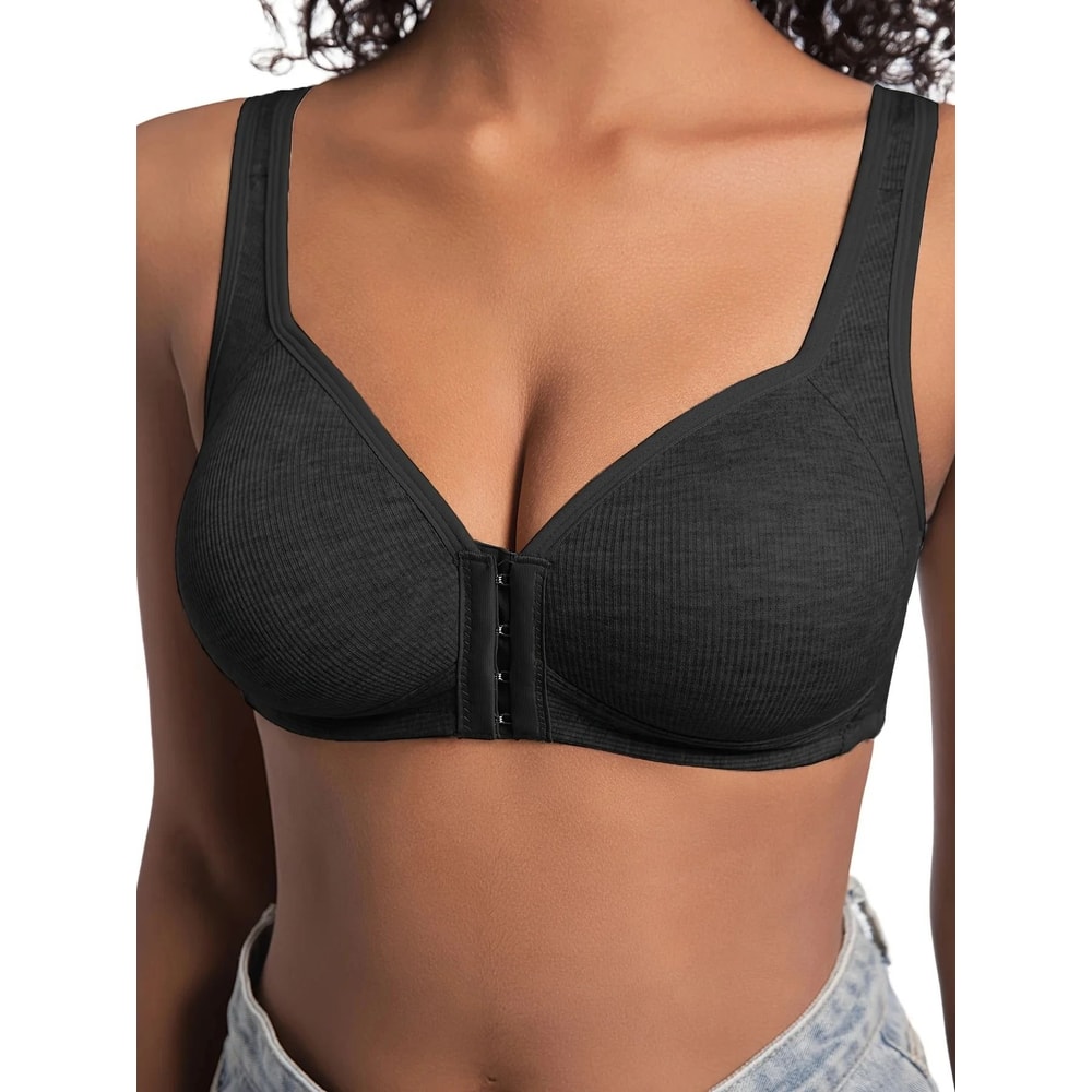 Womens Front Closure WireFree Full Coverage Bra For AllDay Comfort 8