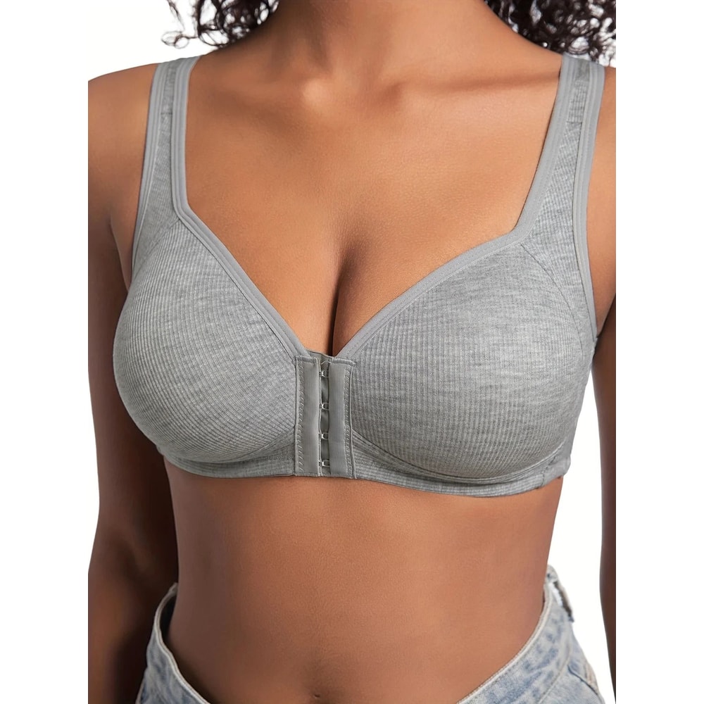 Womens Front Closure WireFree Full Coverage Bra For AllDay Comfort 9