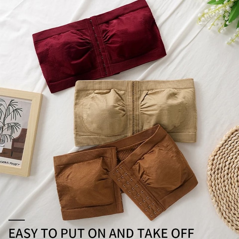 Womens Plus Size Strapless Front Closure Bandeau Bra 2