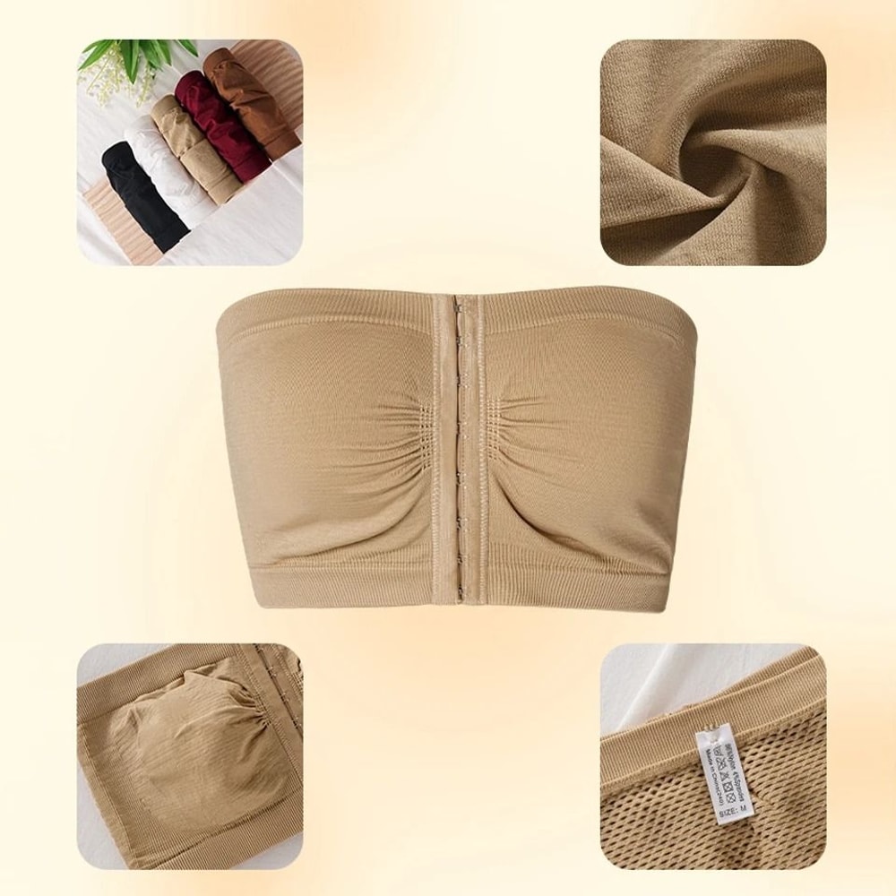 Womens Plus Size Strapless Front Closure Bandeau Bra 3