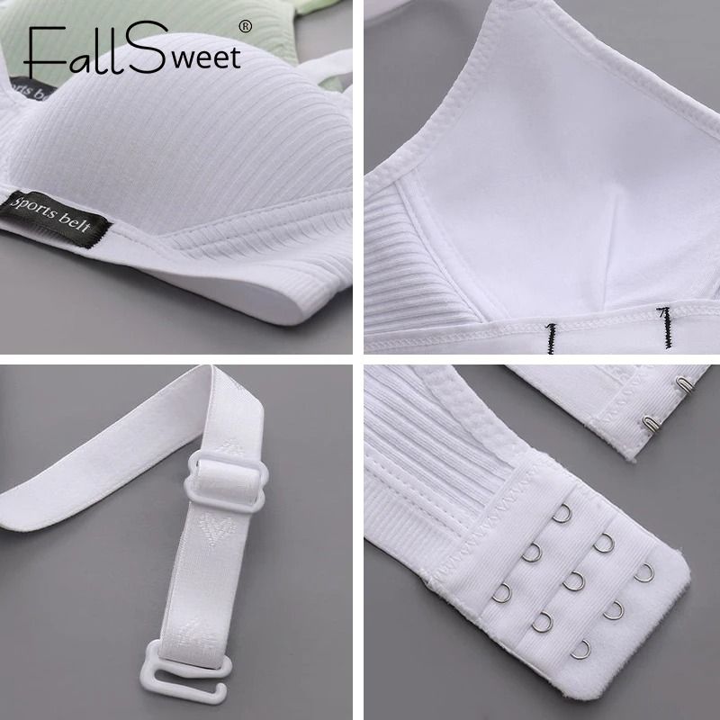 FallSweet Cotton Wireless Bra Seamless VShaped Gathering Underwear 4
