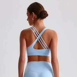 solid color cross back high-strength fitness bra | comprehensive training sport top