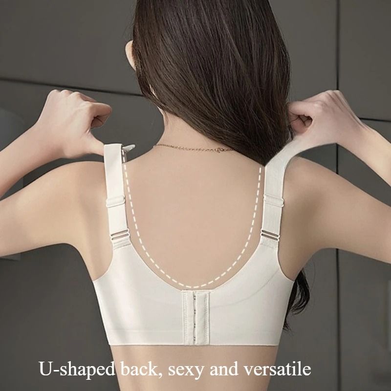 White Full Cup Minimizer Bra Seamless Side Control AntiSag Sport Bra 1