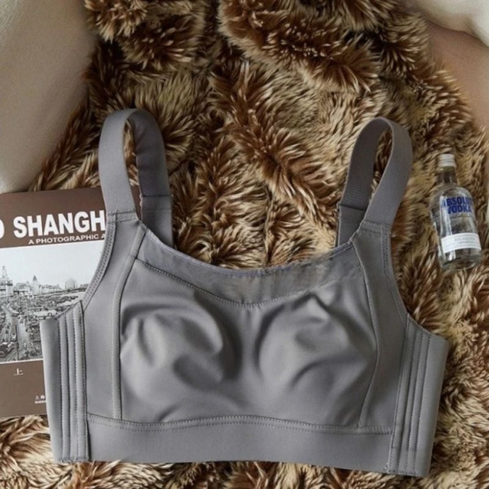 White Full Cup Minimizer Bra Seamless Side Control AntiSag Sport Bra 5