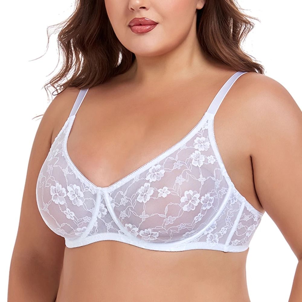 Sexy Womens Lace Sheer Brassiere Plus Size Underwire Lingerie 0