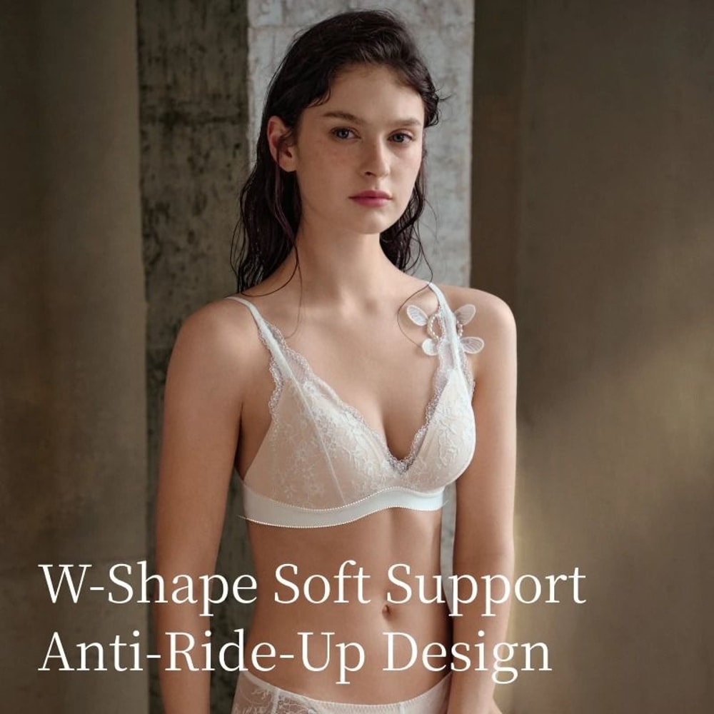 SUJIIN Sexy Push Up Lace Bra French Wireless Deep V Plunge Lingerie 1