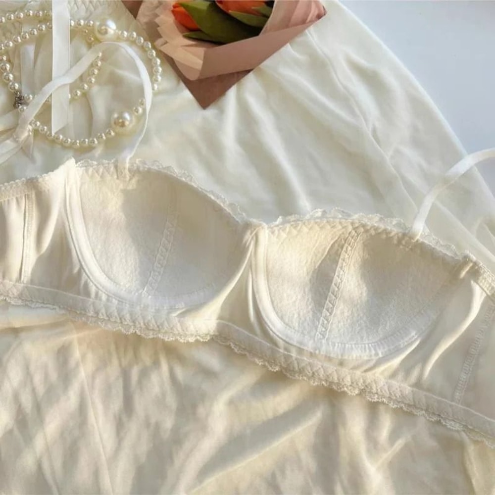 French Satin Seashell Cup Lace Bra Sexy Underwire Half Cup Lingerie 4