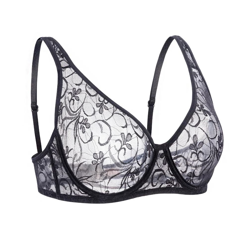 Womens Lace Embroidery Underwire Bra Sexy Hollow Out Lingerie Tops 7