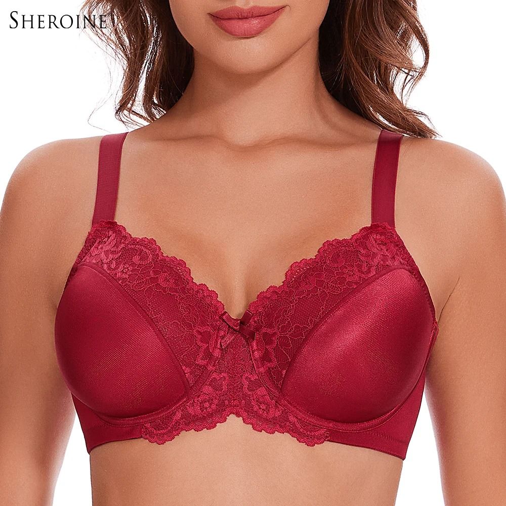 Sheroine Underwire Minimizer Bra Full Coverage Floral Lace Everyday Comfort 0