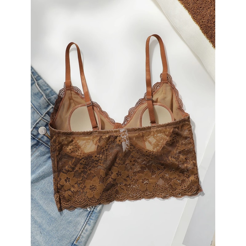 Womens Sexy Embroidered Lace Bra Wireless PushUp Breathable Support 1